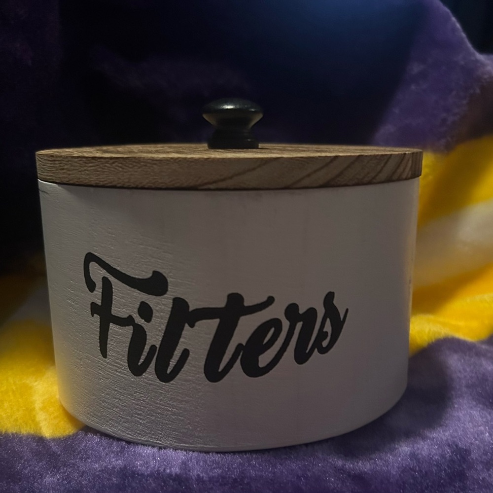 Farmhouse White Canister with Wooden Lid